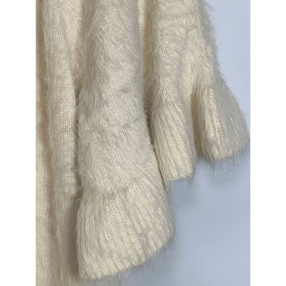 II Sisters Turtleneck Sweater Top Soft Knit Bell Ruffle Sleeve Cream Medium - Picture 4 of 7